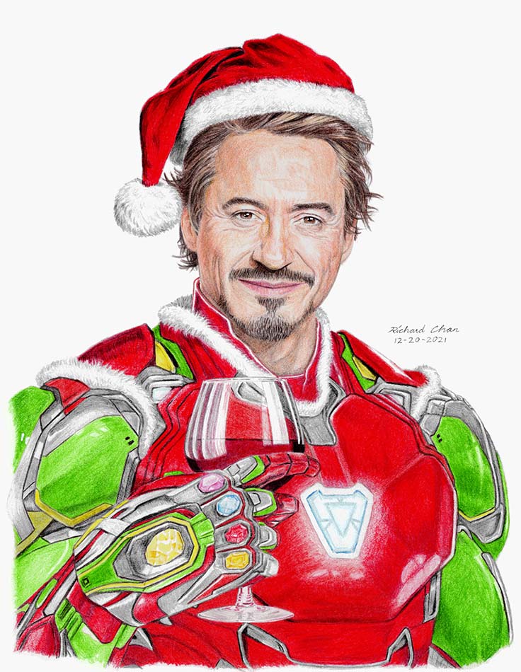 Iron Man - Robert Downey Jr. - Christmas Special - Color Pencil Drawing